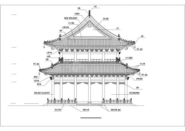 某古代建筑大雄宝殿施工CAD图纸-图二