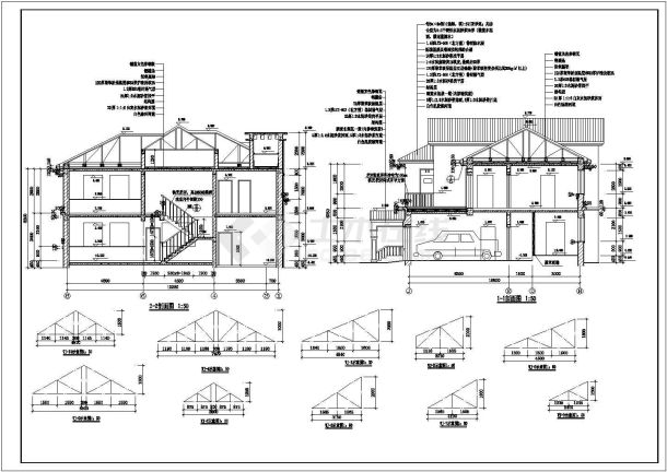 某小区现代化别墅建筑CAD设计图-图二