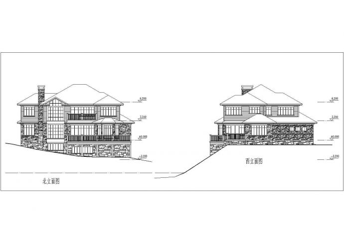 某坡地独栋别墅建筑CAD设计方案图纸_图1