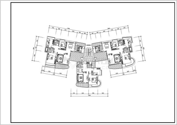 某地小型多层一梯三户办公楼建筑设计图（共6张）-图一