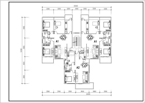 某地小型多层一梯三户办公楼建筑设计图（共6张）-图二