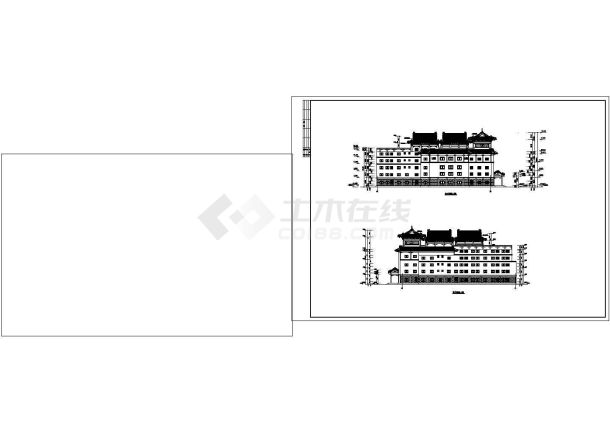 某地小型现代酒店建筑图（共4张）-图一