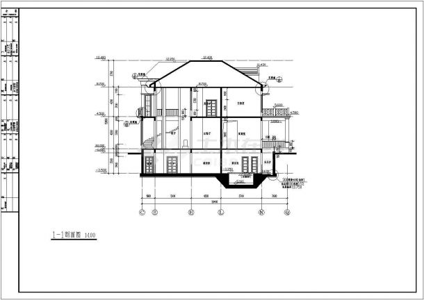 某地三层别墅建筑设计施工图（共8张）-图二