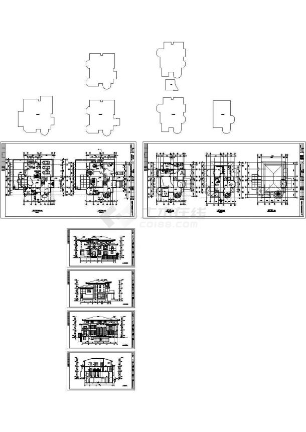 三层-16.59&19.58米-别墅建筑施工图，含效果图-图一