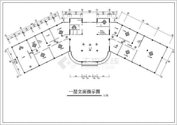 清远某大厦写字楼室内装修施工图（标注详细）-图一