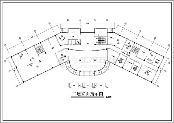 清远某大厦写字楼室内装修施工图（标注详细）-图二