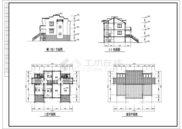 某农村小康并联式村镇住宅建筑施工图-图一