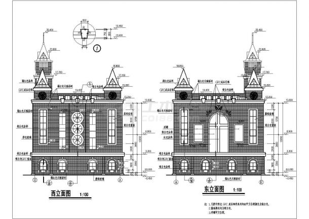 西方风格教堂建筑详细施工CAD图-图二