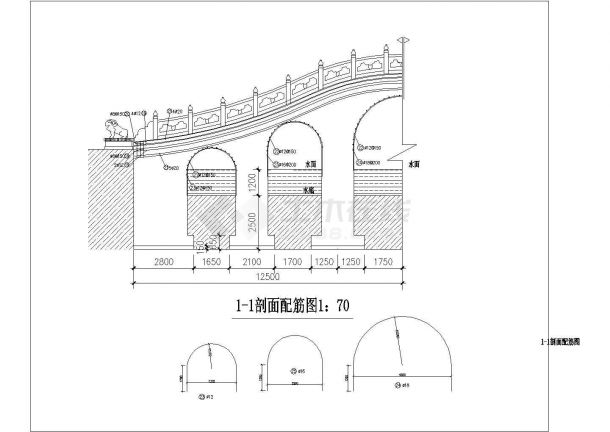 某地区古建筑桥配筋CAD设计图纸-图二
