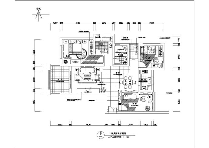 室内家具布置cad平面设计图（共两张）_图1