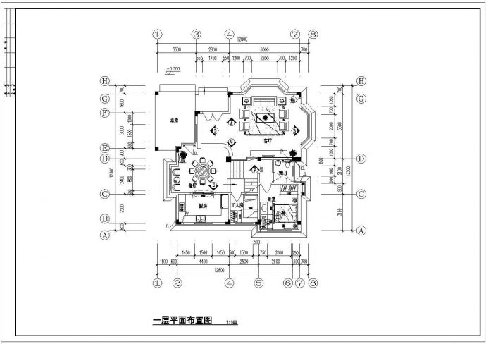 某市现代三层别墅装修施工设计CAD图纸_图1