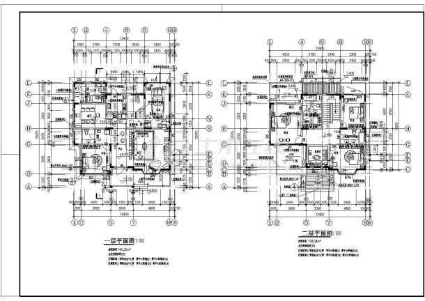 某地比较简单的别墅建筑图（共3张）-图一