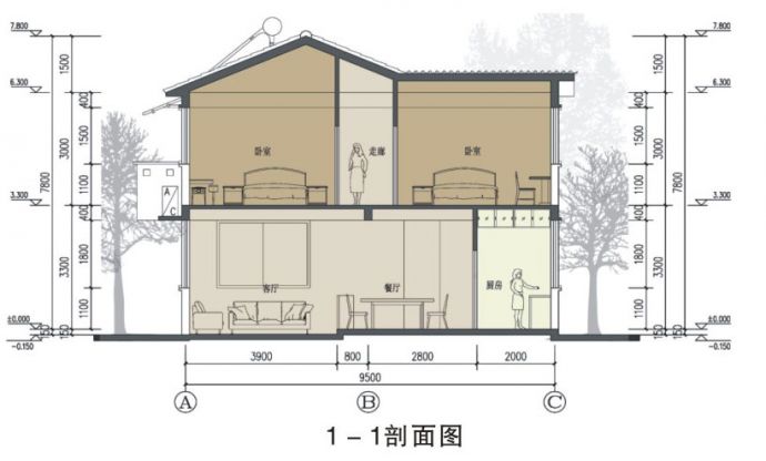 106平方米框架结构住宅设计cad图，含设计说明_图1