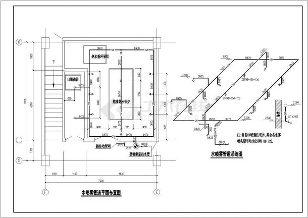 锅炉房水喷雾灭火CAD施工图纸-图二