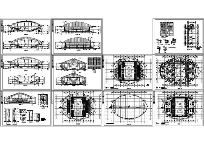 三层县体育馆建筑施工CAD图_图1