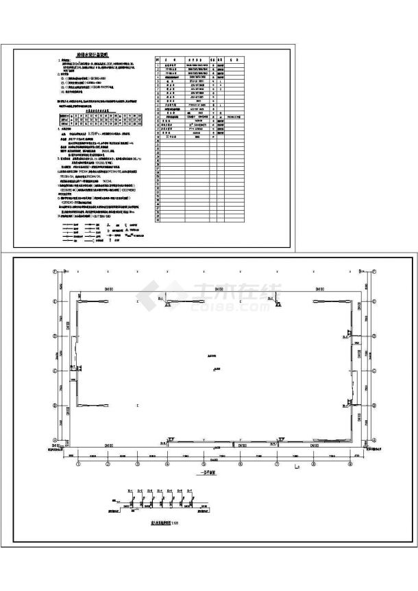 [湖南]某饲料厂车间及科技综合楼给排水设计cad消防施工图-图一