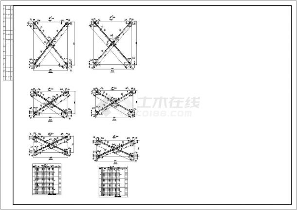 四层钢框架结构建筑结构CAD图纸-图二