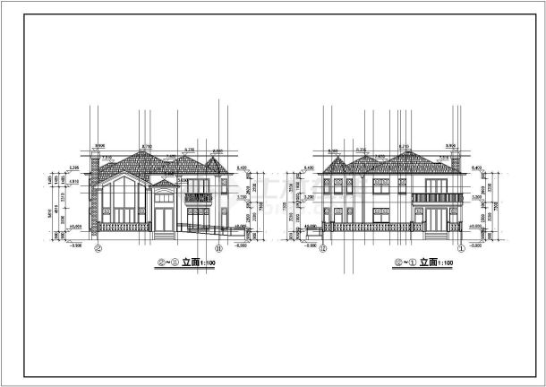 数套三层别墅建筑完整平剖面设计施工图-图二