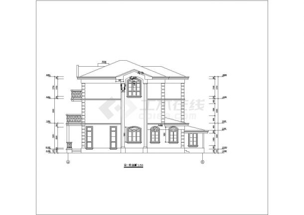 某三层别墅建筑平剖面设计施工图纸-图二