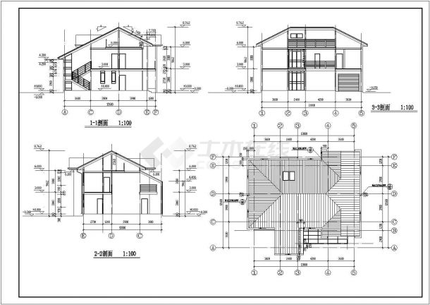 二层300平方米钢框架结构别墅建筑设计图-图二