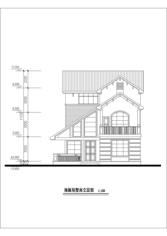 某地独栋别墅建筑设计施工全套图纸_图1