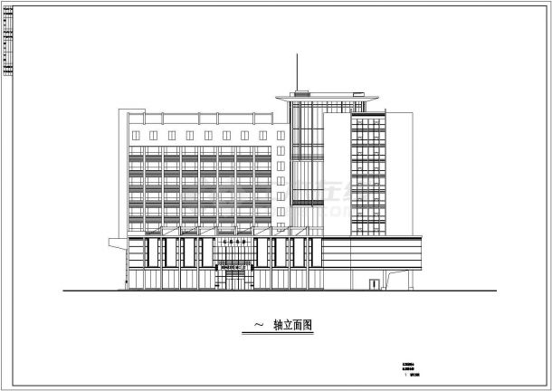 商业综合楼设计建筑平立构图cad图纸-图二