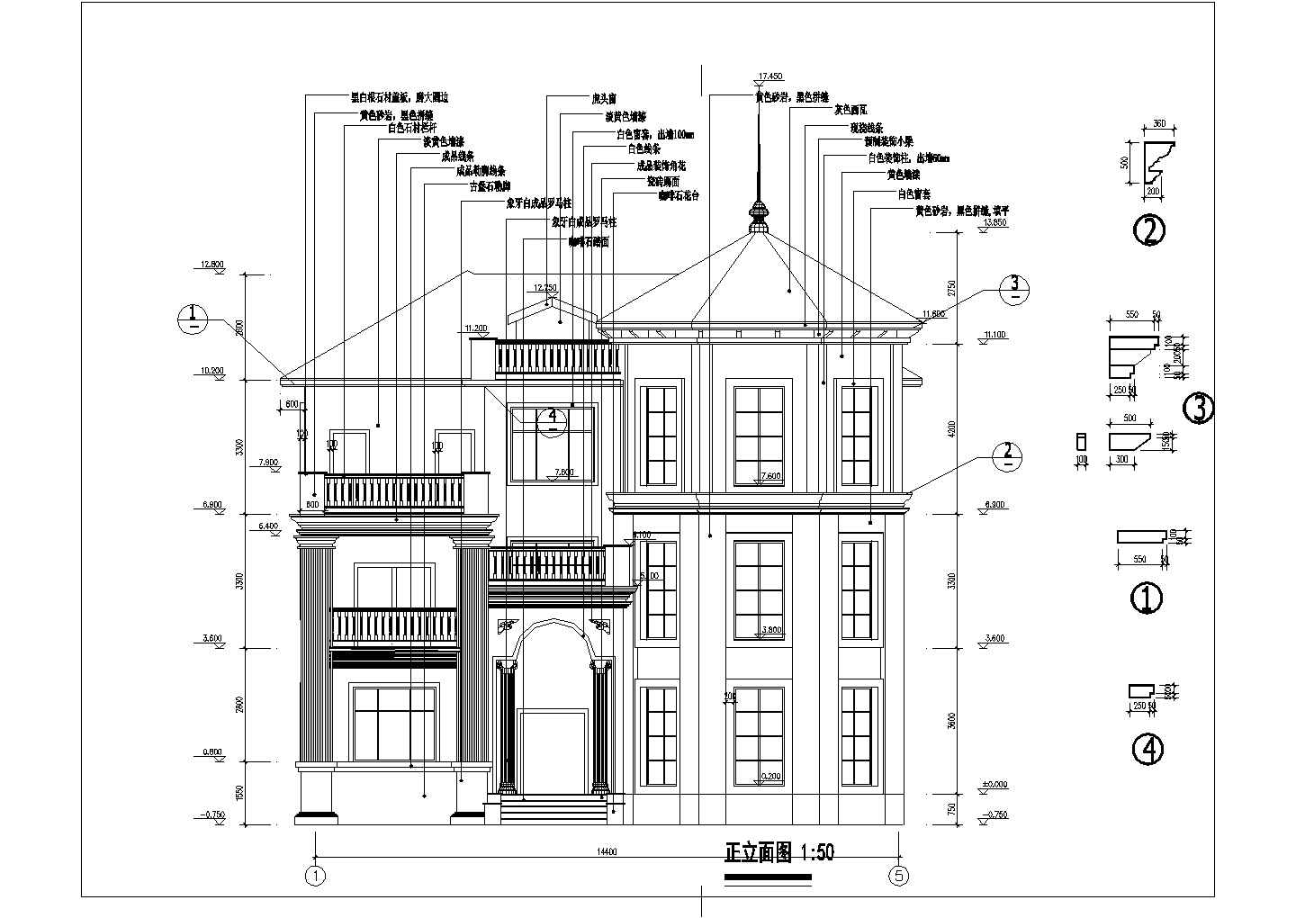 三层砖混结构私人别墅全套建筑施工图