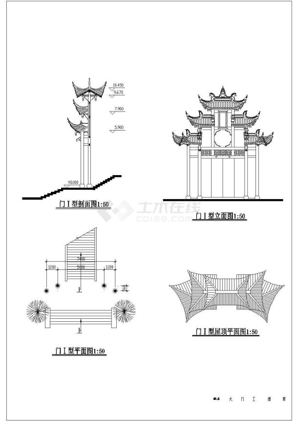 公园大门平面图手绘图片