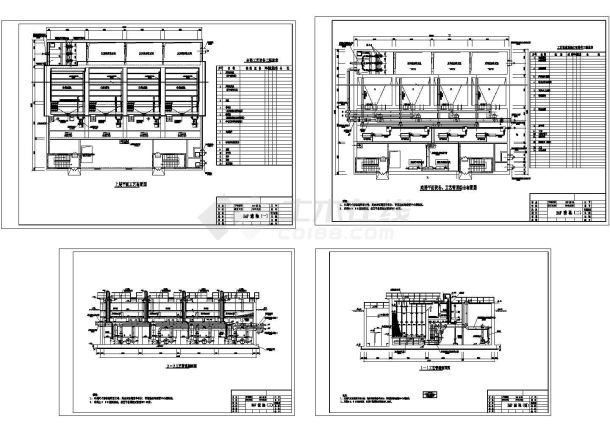 曝气生物滤池建施cad图，共四张-图一