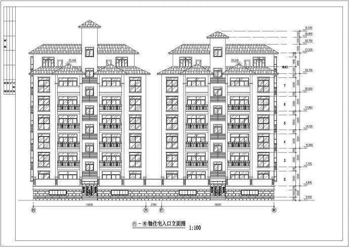 某七层底商综合住宅楼建筑设计方案图_图1