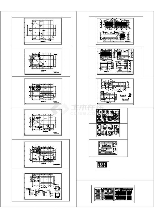 某小区会所施工图CAD图纸（共15张）-图一