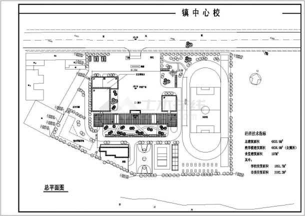 某地农村小型中学建筑设计施工全图-图一