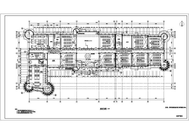 某地小学教学楼建筑平面施工图（共4张）-图一