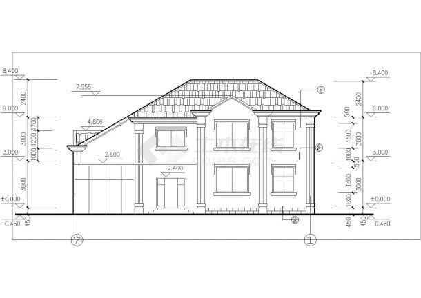 某地区别墅土建建筑CAD设计图纸-图二
