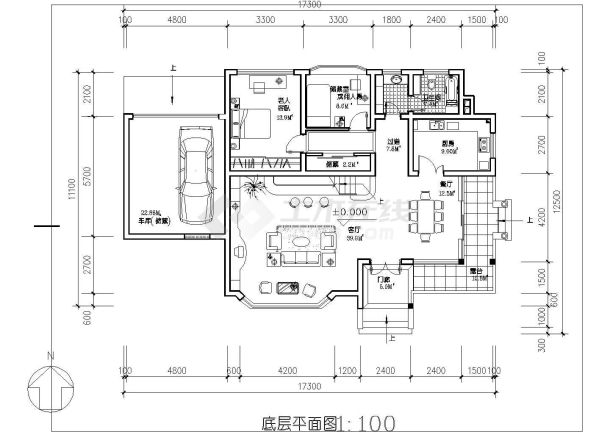 某地区现代独立别墅方案CAD设计图纸-图二
