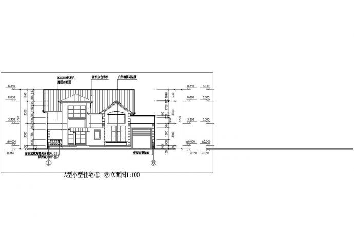 某地区A型别墅建筑CAD设计图纸_图1