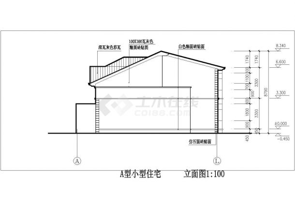 某地区A型别墅建筑CAD设计图纸-图二