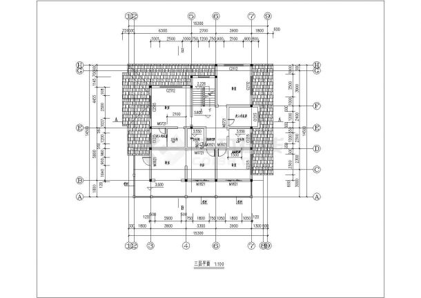 某地区三层小别墅CAD建筑设计图纸-图二