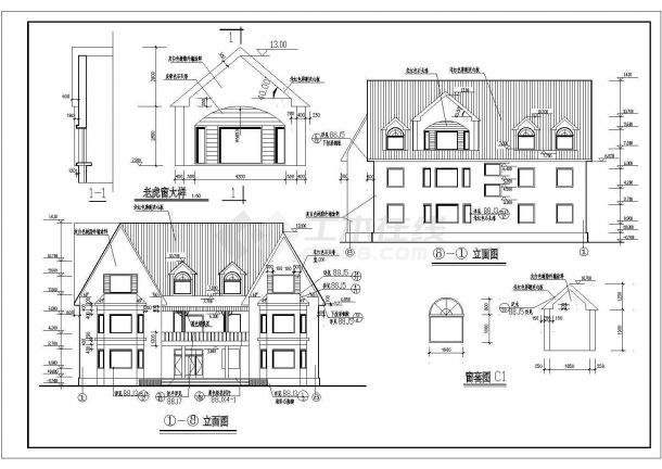 某地区别墅建筑施工总CAD建筑设计图纸-图二