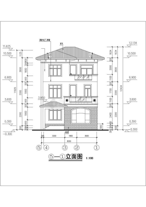 某豪华小区三层别墅建筑施工图（共13张）-图二
