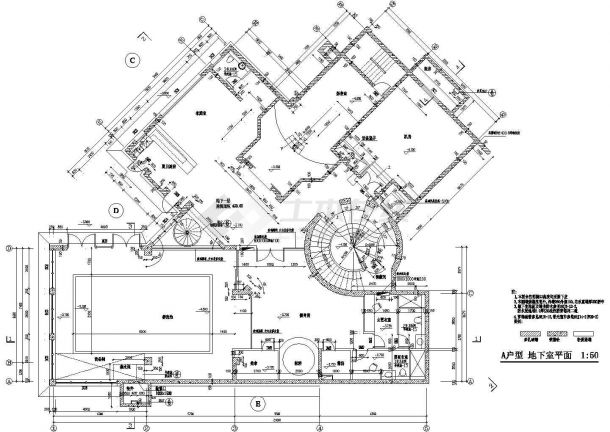 某地区某别墅全套施工CAD建筑设计图纸-图一
