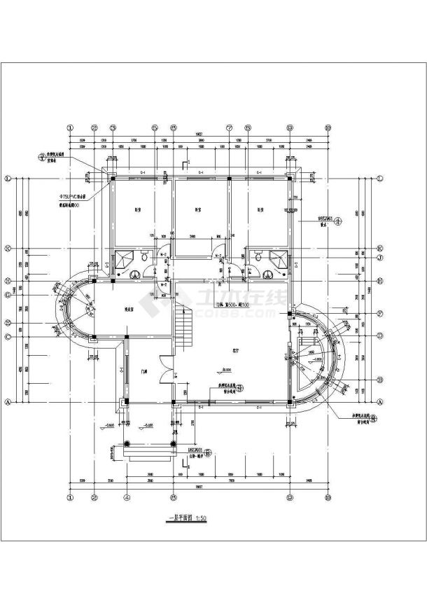 某地区成套别墅建筑方案CAD建筑设计图纸-图一