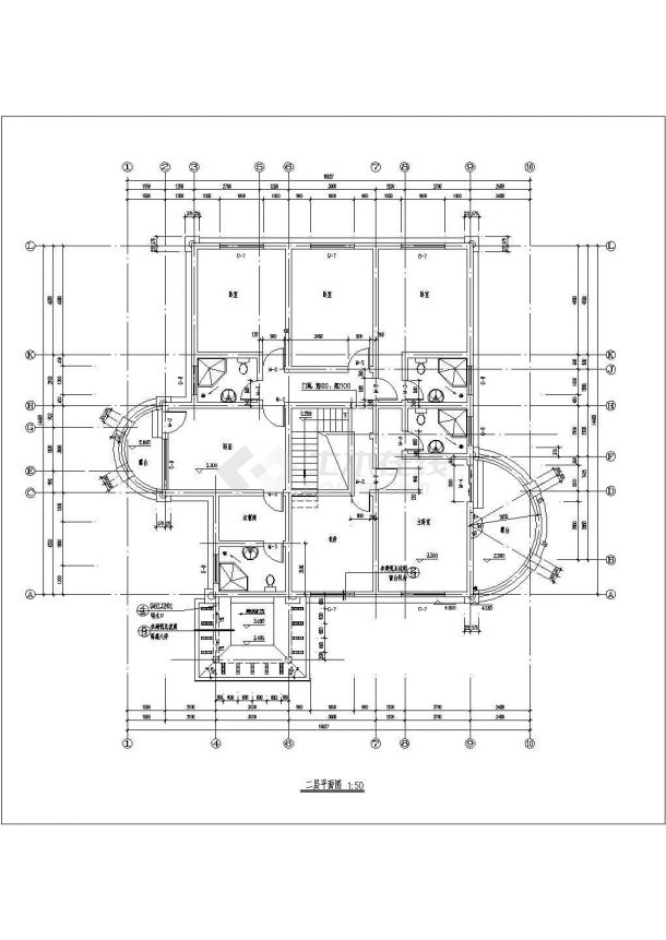 某地区成套别墅建筑方案CAD建筑设计图纸-图二