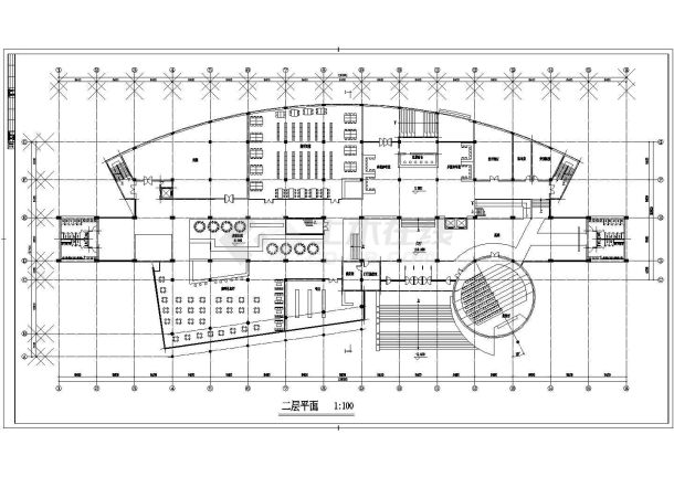 某地大学多层精致图书馆建筑设计施工图-图二