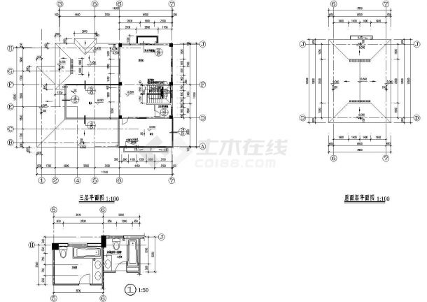 某地区多层别墅建筑施工CAD建筑设计图纸-图二