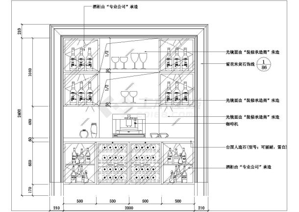 某地别墅酒柜设计CAD图（共4张）-图一
