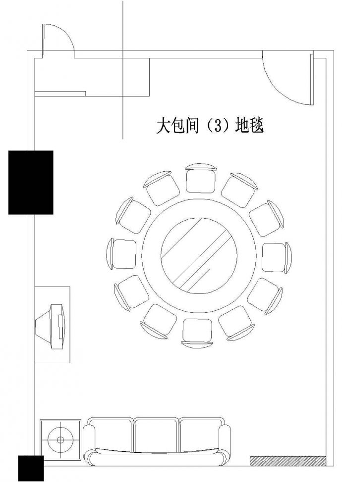 某地大型中餐厅包间CAD平面设计图_图1