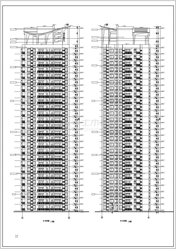 重庆某高层建筑施工图平立剖面全套-图一