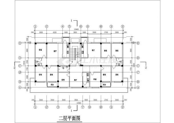 某地区三层住宅楼（底层商业）CAD建筑设计图纸-图一