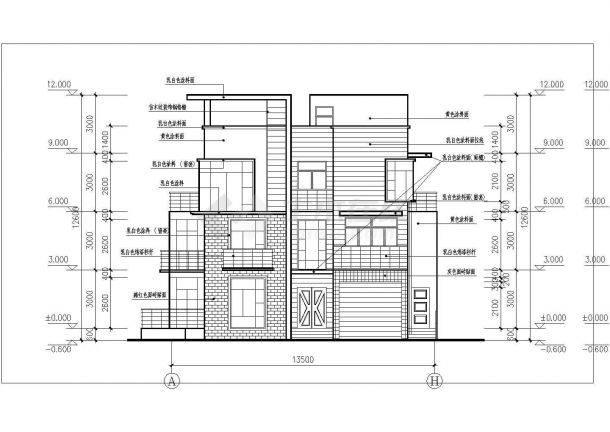某地区独体别墅建筑施工CAD建筑设计图纸-图一